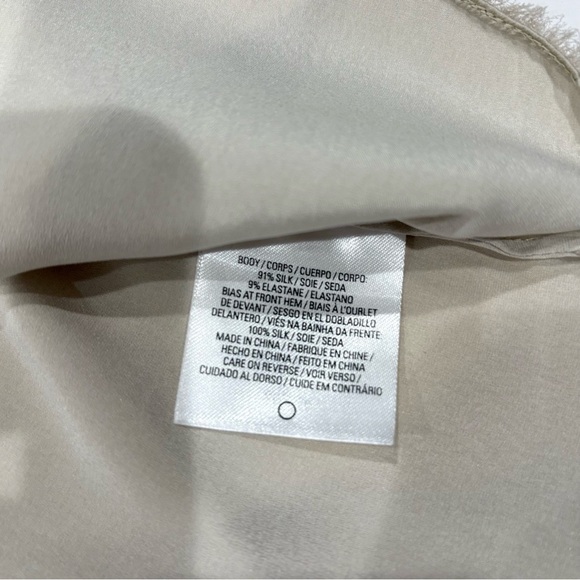 Elie Tahari Women Silk Blouse S Ivory Abstract Print Fringe High-Low Quiet Luxur - Picture 8 of 11